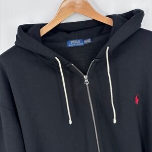 Polo Ralph Lauren Full Zip Hoodie Mens 3XLT Black Waffle Hood Big Tall Preppy